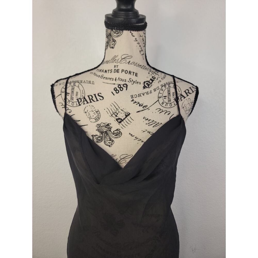 Victorias Secret Midi Slip Dress M 100% SILK Sheer Scoop Neck Strappy Open Back - Picture 3 of 13